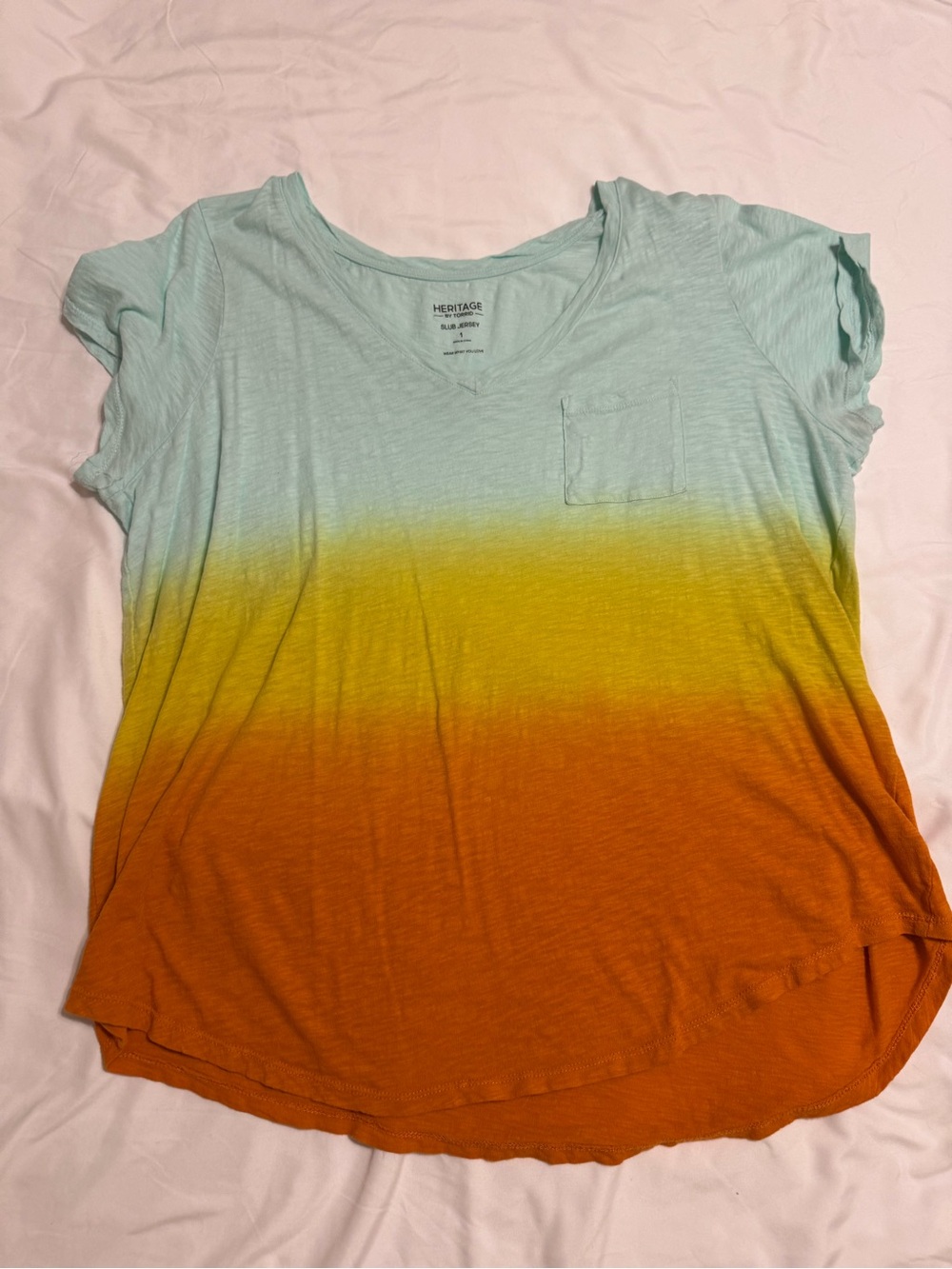 torrid Ombre Scoop Neck Tee in Aqua, Yellow & Orange